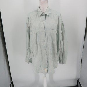 Free People Oversized Button Down Indigo Stripe Shirt